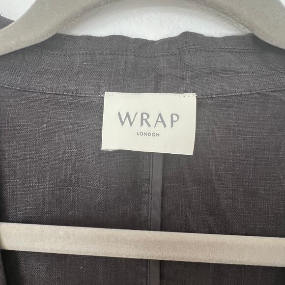 Wrap London Brown Linen Long-Sleeve Blazer 14 Lagenlook Minimalist Workleisure - Picture 4 of 6